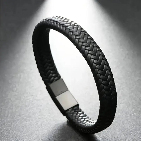 Men's Black Bracelet - PU Leather
