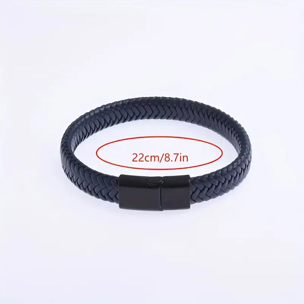 Men's Black Bracelet - PU Leather