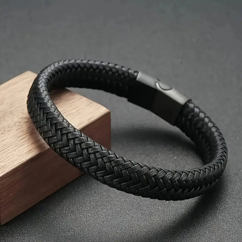 Men's Black Bracelet - PU Leather
