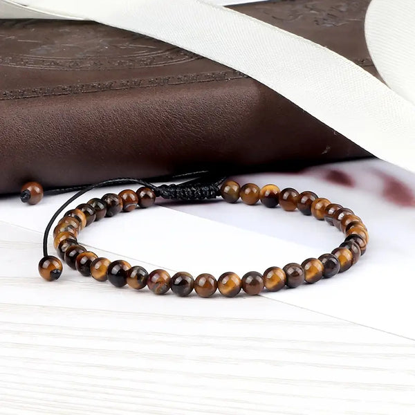 Men's Adjustable Tiger Eye Beads Bracelet