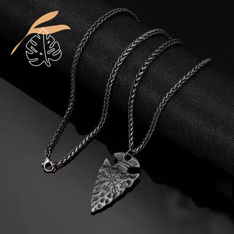 Men's Rugged Arrowhead Viking Pendant Necklace