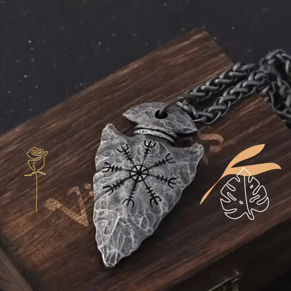 Men's Rugged Arrowhead Viking Pendant Necklace