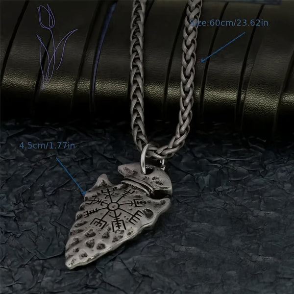 Men's Rugged Arrowhead Viking Pendant Necklace