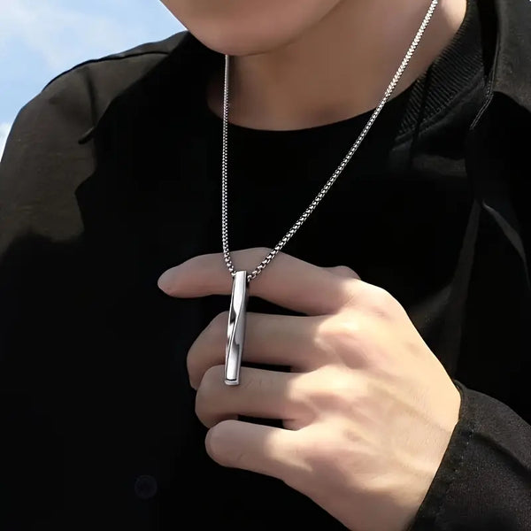 Men's Spiral Silvery Plated Titanium Steel Necklace