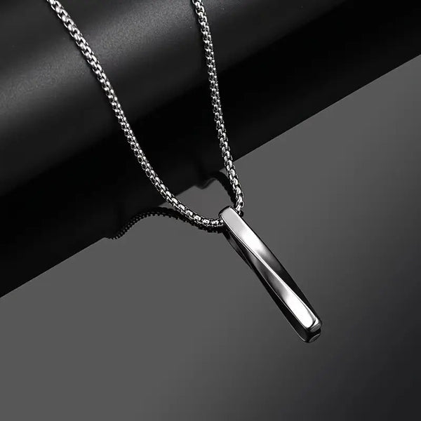 Men's Spiral Silvery Plated Titanium Steel Necklace