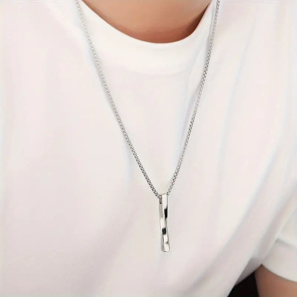 Men's Spiral Silvery Plated Titanium Steel Necklace